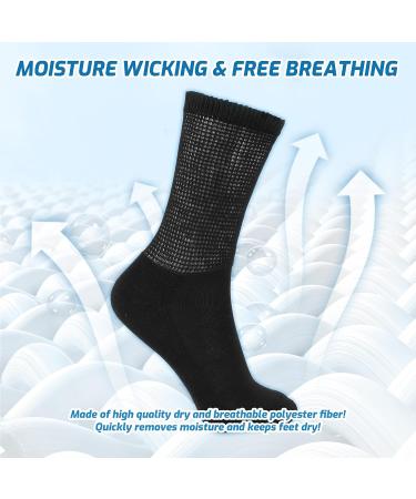 LIN Diabetic Socks - 6 Pairs Crew/Jet Black - Non-Binding Circulatory Extra Wide Top Socks for Men & Women with Edema, Neuropathy, and Lymphedema - Size 13-15 - Buy Online on GoSupps.com