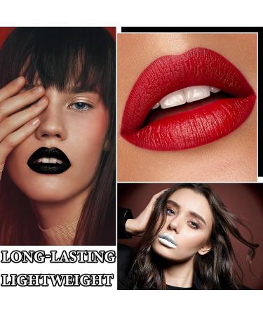 3 Colors Matte Liquid Lipstick Set - Long Lasting Waterproof Lip Gloss for Women | Halloween & Cosplay Makeup in White Red Black - Buy Online on GoSupps.com