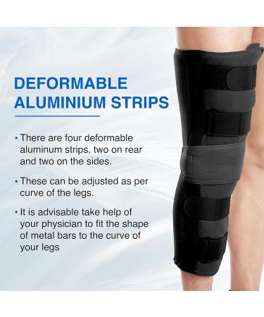 Wonder Care Knee Immobilizer Brace - XL Knee Support for Dislocation & Ligament Tear - Wraparound Stabilizer Splint for Men & Women (19 Black - Buy Online on GoSupps.com