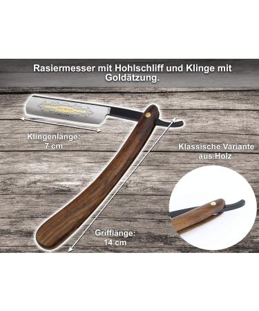Professional Razor Set with Wooden Handle | Paste Solingen | Leather Strop & Beard Scissors | Elegant Case for Grooming - Buy Online on GoSupps.com