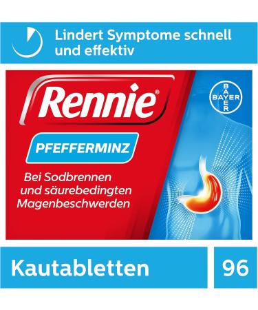 Rennie Peppermint - Relief for Heartburn & Stomach Discomfort | 96 Chewable Tablets - Fast-Acting Antacid for International Shipping - Buy Online on GoSupps.com