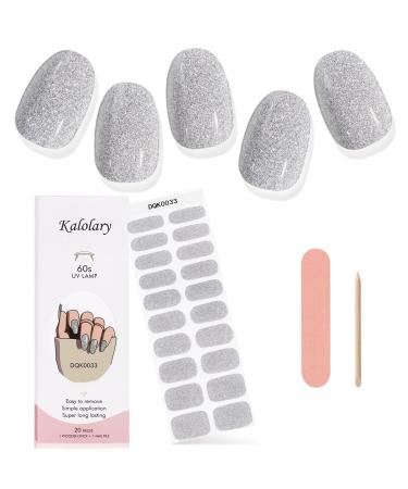 Kalolary Gel Nail Polish Strips Nail Gel Art Sticker Waterproof Full Nail Wraps Decal Sets with Nail File and Stick for Women Girls Nail Art Decor (UV/LED Lamp Required) (Shiny White)