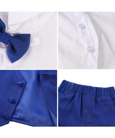 Mint Green Baby Boys Gentleman Suit Set with Shirt, Bowtie, Waistcoat & Shorts | Royal Blue | Size 4-5 Years - Buy Online on GoSupps.com