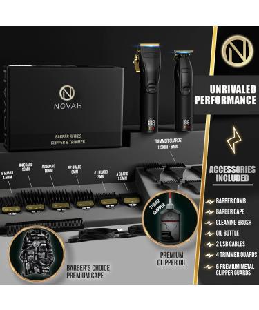 Novah Professional Hair Clippers for Men | Cordless Barber Clippers & Trimmer Set | Gold Haircut Fading Kit for Barbers - Buy Online on GoSupps.com