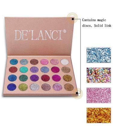 Delanci Glitter Eyeshadow Palette - 24 Highly Pigmented Neon Colors | Gold Blue Red Pink - International Shipping Available - Buy Online on GoSupps.com