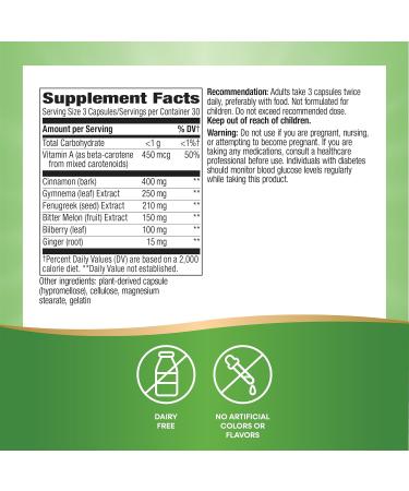 Nature's Way Blood Sugar Blend with Gymnema Extract Supports Carbohydrate Metabolism* Vitamin A 90 Capsules - Buy Online on GoSupps.com