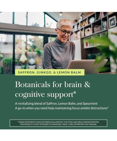 Gaia Herbs Nootropic Focus - Brain & Cognitive Support Supplement to Help Maintain Healthy Concentration* - with Saffron Lemon Balm & Spearmint - 40 Liquid Phyto-Capsules (20 Servings) 40 Count (Pack of 1) - Buy Online on GoSupps.com