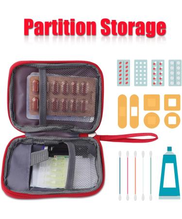Tikplus Travel Pharmacy Bag - Portable Waterproof Mini First Aid Bag for Home & Camping - Emergency Medication Pocket (Red) - Buy Online on GoSupps.com