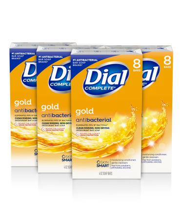 Dial Antibacterial Bar Soap  Gold  8 bars   4 Count (Pack of 1) Gold 8 Count (Pack of 4)