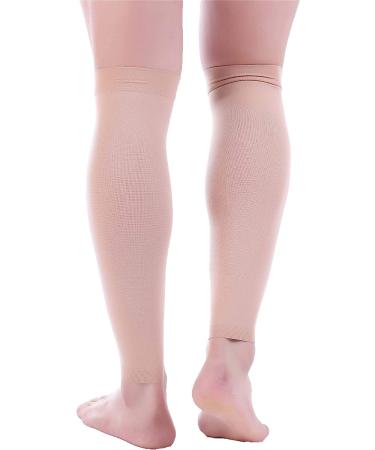 Doc Miller Calf Compression Sleeve - 15-20mmHg Shin Splint Recovery for Men and Women - Varicose Veins Relief - 1 Pair (X-Large, Skin/Nude) - Buy Online on GoSupps.com