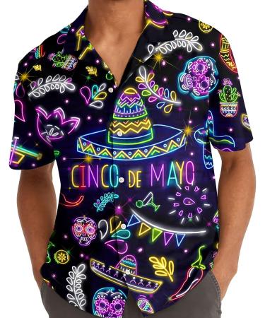 PIGO American Bigfoot Hawaiian Shirt for Men - Funny Sasquatch Button Down - Neon Mexico - X-Large - Buy Online on GoSupps.com