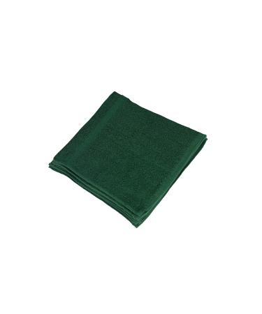 Linteum Textile 12 Piece Face Towel Set, 12x12 Inch, 100% Soft Cotton 16 Single Ring Spun Washcloths Absorbent Durable Face Towel (Hunter Green)