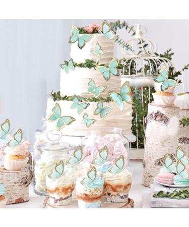 Blumomon 30-Piece 3D Butterfly Cake Topper Decorations - Green & Gold Border Mixed Sizes for Weddings Baby Showers & Birthdays - Perfect Cupcake Picks - Buy Online on GoSupps.com