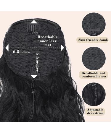 AISI BEAUTY 14 Short Curly Wavy Black Ponytail Extension | Synthetic Drawstring Ponytail for Women | Natural Looking Wavy Ponytail - Buy Online on GoSupps.com