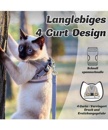 Supet Cat Tableware Dishes & Soft Vest with Leash for Kittens & Puppies - Gray (Size M: 33-38 cm) | International Shipping - Buy Online on GoSupps.com