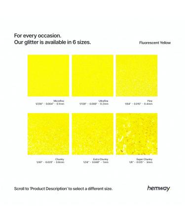 Hemway Premium Ultra Sparkle Fluorescent Yellow Glitter | Multi-Purpose Metallic Flake for Arts Crafts Nails & Cosmetics - 100g Microfine - Buy Online on GoSupps.com