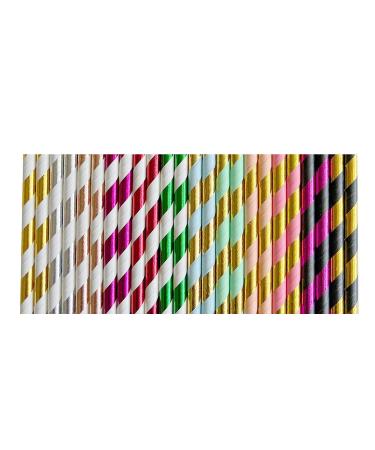 Disposable Paper Straw degradable Paper Straw Party Straw Bronzing Series 100 pcs Heavy cord 0.6*19.7cm