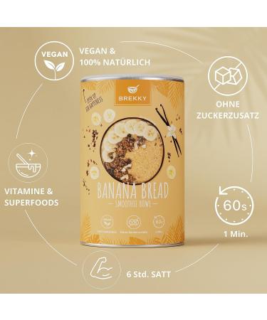 BREKKY Banana Bread Smoothie Bowl - Vegan 100% Natural Ingredients Sugar-Free Superfood Mix for Easy Breakfast - Buy Online on GoSupps.com