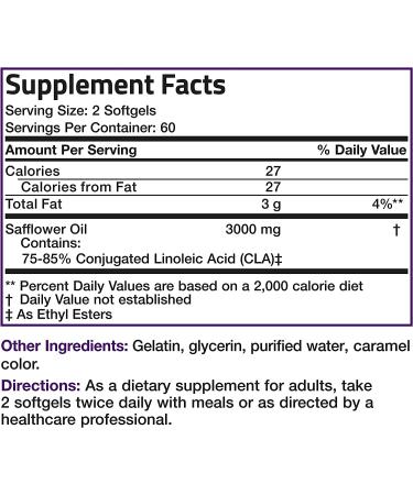 CLA 3000 Extra High Potency Softgels - 120 Count | Supports Healthy Weight Management - Buy Online on GoSupps.com