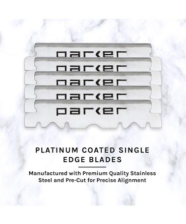 Parker SRW Straight Edge Barber Razor for Men + 100 Stainless Steel Blades - Ideal for Barber Shop Shave - Buy Online on GoSupps.com