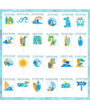 Surfing Cupcake Toppers 48Pcs The Big One Surf Birthday Cupcake Toppers Surfing 1st Birthday Decorations Surfboard Cupcake Picks for Summer Hawaii Holiday Baby First Supplies - Buy Online on GoSupps.com
