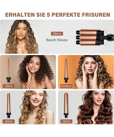10-32mm 5-in-1 Curling Rod | Tourmaline Ceramic Wave Iron for All Hair Types | Adjustable 80-230 C | International Shipping - Buy Online on GoSupps.com