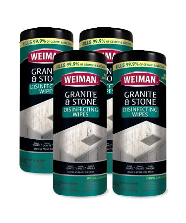 Weiman Granite Disinfectant Wipes - 30 Wipes - 4 Pack - Disinfect Clean and Shine Sealed Granite Marble Quartz Slate Limestone Soapstone Tile Countertops - Packaging May Vary - Buy Online on GoSupps.com