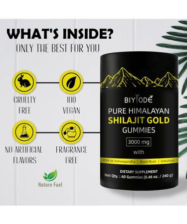 Pure Himalayan Shilajit Gummies Natural Daily Supplement with Ashwagandha 60 Gummies Non-GMO & Sugar-Free - Buy Online on GoSupps.com