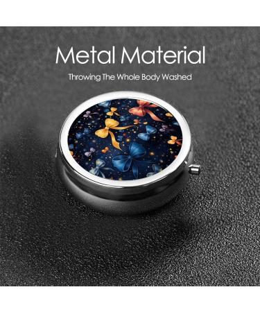 Buy Beautiful Bow Portable Metal Pill Box - 3 Compartment Travel Case for Small Pills - Round Design Hinged Fastening Black - Buy Online on GoSupps.com