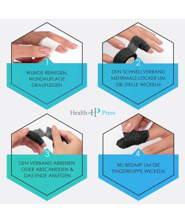 Finger Pavement Self-Adhering Plaster Roll - 8x Waterproof Elastic Tape (2.5cm x 4.5m) - Black Dust & Dirt Repellent - Pack of 8 Rolls - Buy Online on GoSupps.com