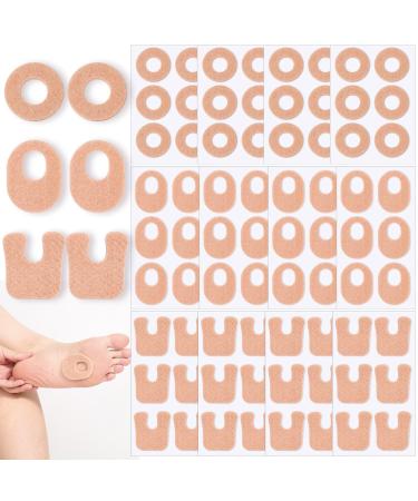 Shynek 72 Pcs Callus Pads 3 Model Felt Callus Cushions for Bottom of Foot Self Adhesive Foot Corn Pads for Men and Women Reduce Foot and Toes Pain Relief U Shaped Oval Shape & Round Shape Beige