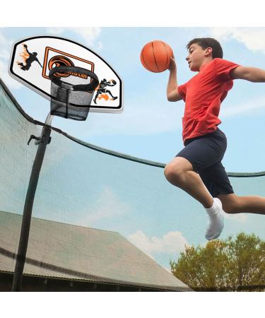 Trampoline Basketball Hoop with Mini Basketball Easy to Install Basketball Hoop for Trampoline Fit for Straight Pole and Curved Pole