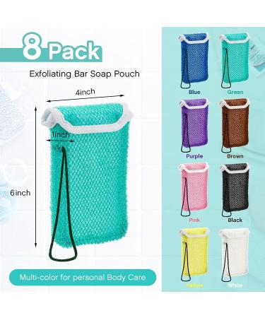 8-Piece Soap Saver Pouch Set - Exfoliating Body Scrubber and Soap Holder - Loofah Soap Savers in 8 Colors - Buy Online on GoSupps.com