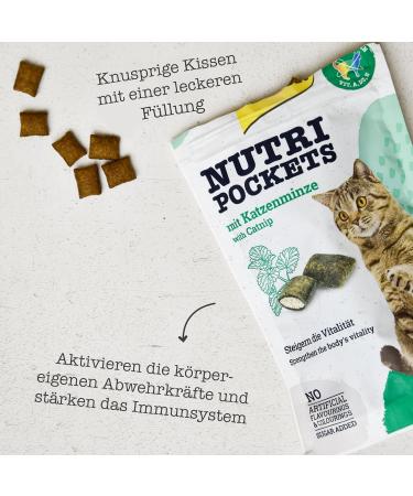 Gimcat Nutri Pockets Catmint - Crispy Cat Snack with Creamy Filling & Functional Ingredients - 60g Bag for Cats - Buy Online on GoSupps.com