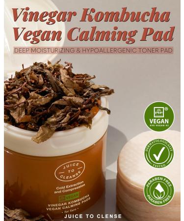 Vinegar Kombucha Vegan Calming Pad - Korean Toner for Redness Relief & Soothing - 50 Soft Cotton Pads with Niacinamide & Panthenol - Cool & Exfoliate - Buy Online on GoSupps.com