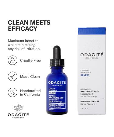 Odacite Renewing Retinol & Hyaluronic Acid Facial Serum - Anti-Aging Fine Lines & Wrinkles Treatment with Squalane & Vitamin E - 1 Fl Oz - Buy Online on GoSupps.com
