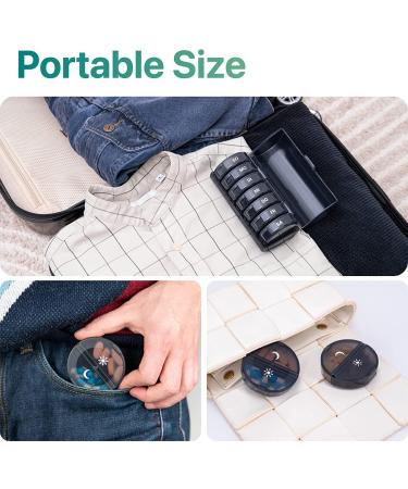 Weekly Pill Organizer - 7 Day Travel Case for Vitamins Supplements & Fish Oil - BPA Free Easy to Clean Solid Black - Buy Online on GoSupps.com