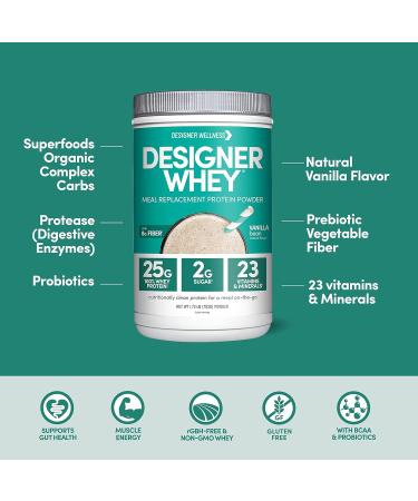 Designer Wellness Whey Protein Meal Replacement Powder - Organic Superfood Gluten-Free Vanilla Bean 1.72 lb - Buy Online on GoSupps.com