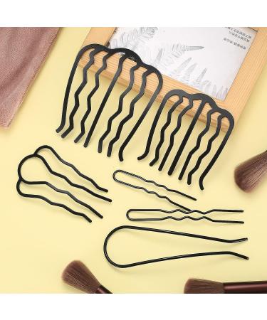 12 Pcs Hair Side Combs & Fork Clips for Vintage Hairstyles - Black - Buy Online on GoSupps.com