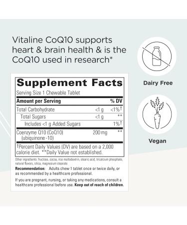 Integrative Therapeutics Vitaline CoQ10 200mg - Heart & Brain Health Support Chocolate Chewable Wafers - 30 Count - Buy Online on GoSupps.com