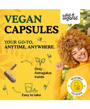 Wild & Organic Astragalus Capsules 1200 mg - Immune Support - Astragalus Root Powder Supplement - 45 Days of Supply - Vegan No Fillers Non-GMO - 90 Count 90 Count (Pack of 1) - Buy Online on GoSupps.com