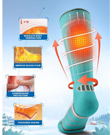 Buy Outdoormaster Children s Ski Socks 2-Pack - Merino Wool Winter Compression Thermal - Non-Slip Cuffs for Boys & Girls 36 Green | Ideal for Outdoor Adventures - Buy Online on GoSupps.com