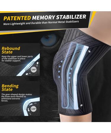 Cambivo 2x Knee Bandage for Men & Women | Stabilizers & Gel Pad | XXL Black/Gray | Pain Relief for Sports ACL Arthritis & Meniscus Tear - Buy Online on GoSupps.com