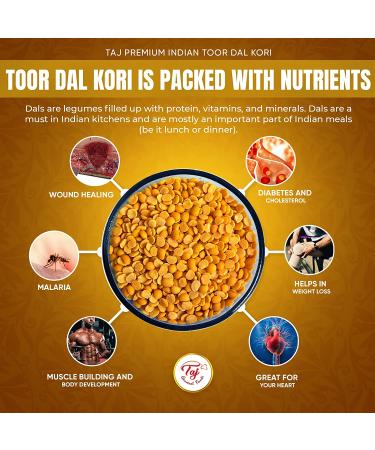 Taj Premium Indian Toor Dal Kori Unoily Madhi 8lb - Pack of 1 - Buy Online on GoSupps.com