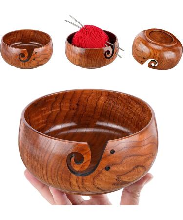 Handmade Wooden Yarn Bowl with Holes - Perfect Yarn Holder for Crocheting - Mothers Day Gift - 6 x 3 Classic Design - Buy Online on GoSupps.com