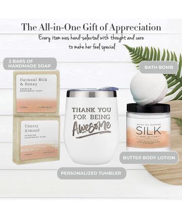 Thank You Gift Set for Women - Spa Appreciation Basket with Tumbler - 5 Piece White Set for Employees, Friends, Boss - You Are Awesome and You Got This - Buy Online on GoSupps.com