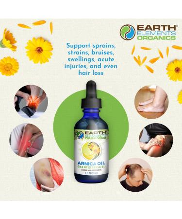 Earth Elements Organics Arnica Oil - with Sunflower Seed Oil Skin Routine for Post Surgery and After Care Infused Herbal Extract for Face Body Muscle Application1 fl oz - Buy Online on GoSupps.com