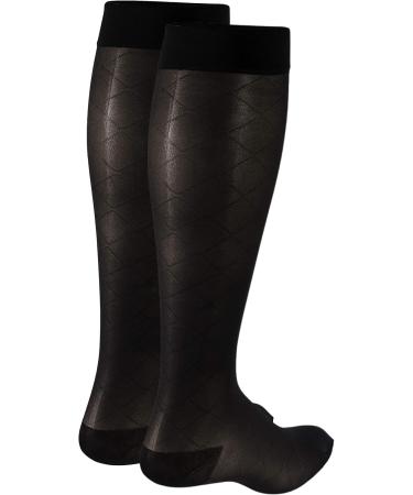 Truform Sheer Compression Stockings for Women - 15-20 mmHg Knee High Length Charcoal Diamond Pattern Medium (2 Pairs) - International Shipping Available - Buy Online on GoSupps.com