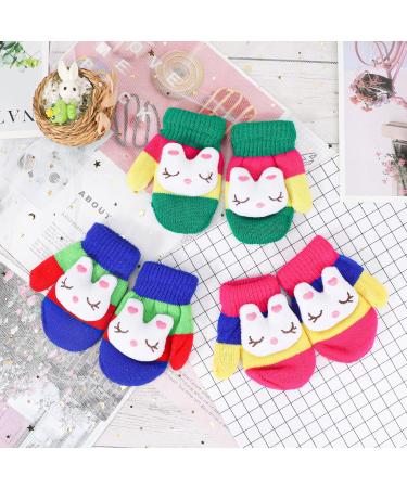 Jupsk Toddler Mittens Winter Warm Knitted Gloves | Magic Stretch Bunny Gloves 3 Pairs for Baby Boys Girls 1-3 Years - Buy Online on GoSupps.com