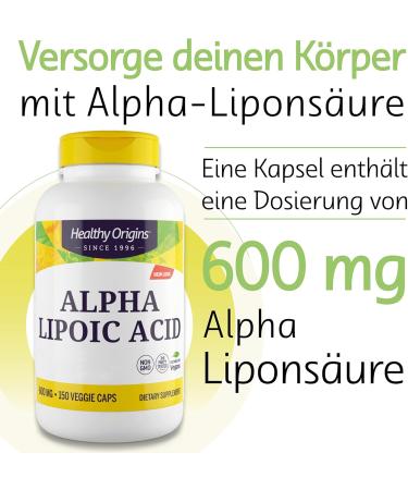 Healthy Origins Alpha Lipoic Acid 600mg - 150 Gluten-Free Capsules | High-Dose Non-GMO Lab Tested 2-Day Supply - Buy Online on GoSupps.com